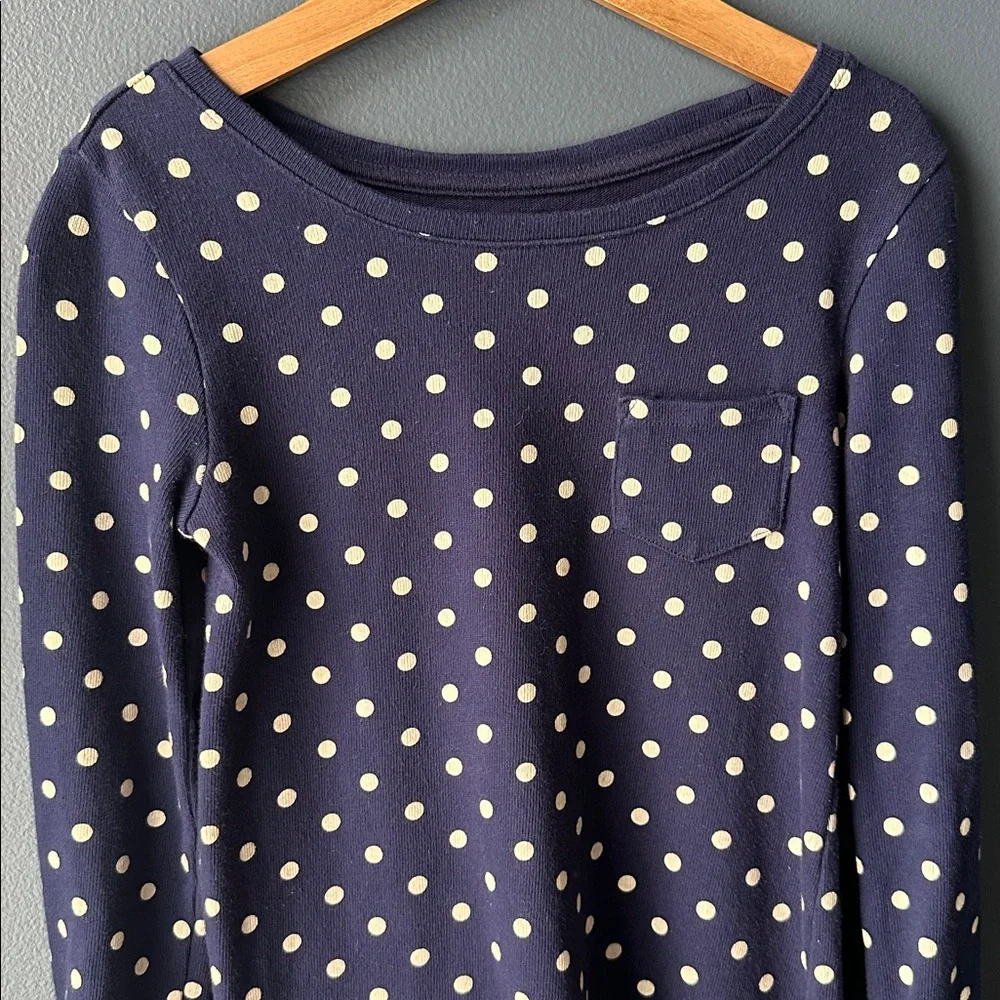 💙🤍 GAP Kids dress navy blue white polka dot size medium 8 youth girls dress